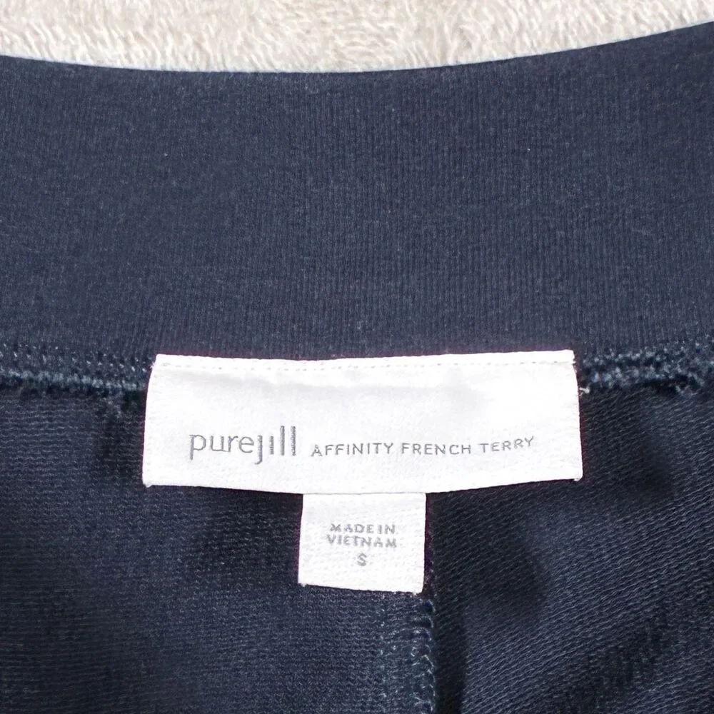 J Jill Pure Jill Affinity French Terry Wide Leg Lounge Pants S Navy Back Pockets
